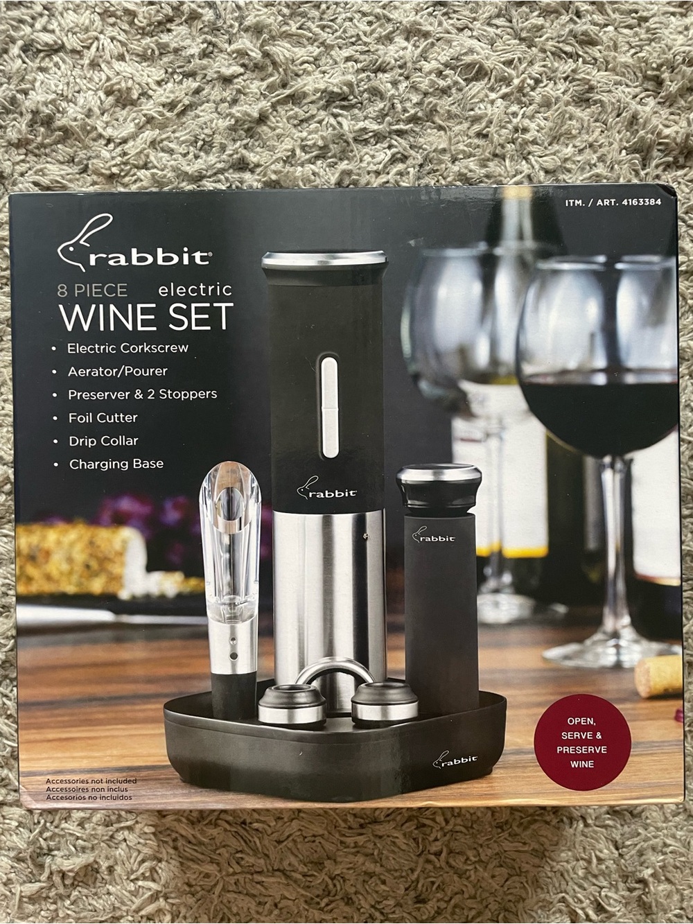 8-Piece Electric Wine Set - Black and Silver